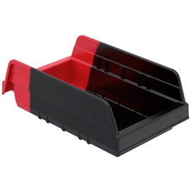 Akro-Mils 36462 Indicator Inventory Control Double Hopper Plastic Kanban Shelf Bin, 11-5/8-Inch x 6-3/4-Inch x 4-Inch, Black/Red, (12-Pack)