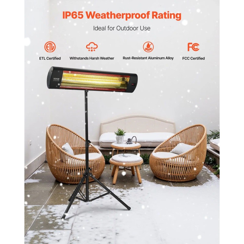 1500W Electric Infrared Heater with LED Screen & Remote Control