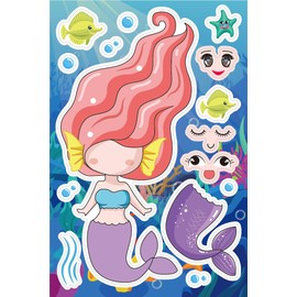 Meerjungfrau Aufkleber, DIY Meerjungfrau Gesicht Aufkleber, Kinder Aufkleber, machen Gesicht Aufkleber, Kinder Meerjungfrau Aufkleber, Kinder Party lustige Gesicht Aufkleber