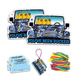 Duck Tags, You've Been Ducked - Ducking Game Card,Funny Duck Card for SUV,Truck,You've Been Ducked Game Lovers,Duck Cards with Rubber Bands 2.75x1.85inches