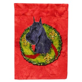 Caroline's Treasures SS4210GF Schnauzer Cristmas Wreath Garden Flag Mailbox Flag Decorative Yard Flag Banner Outside Patio Artwork Yard Flower Beds, Garden Size, Multicolor