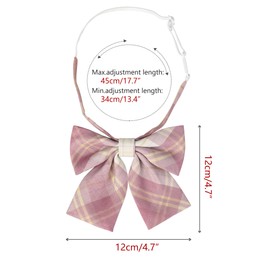 Elerevyo Women's Pre-tied Bowties Adjustable Colorful Plaid Tartan Checked Bow Ties for Costume One Size Pink