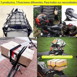 Redes Malla Moto Sujetar Casco Portabulto Cuerda Gancho,Cuerda para Sujetar Equipaje En Moto, 4 Piezas Cuerdas elásticas elásticas + Gancho pequeño