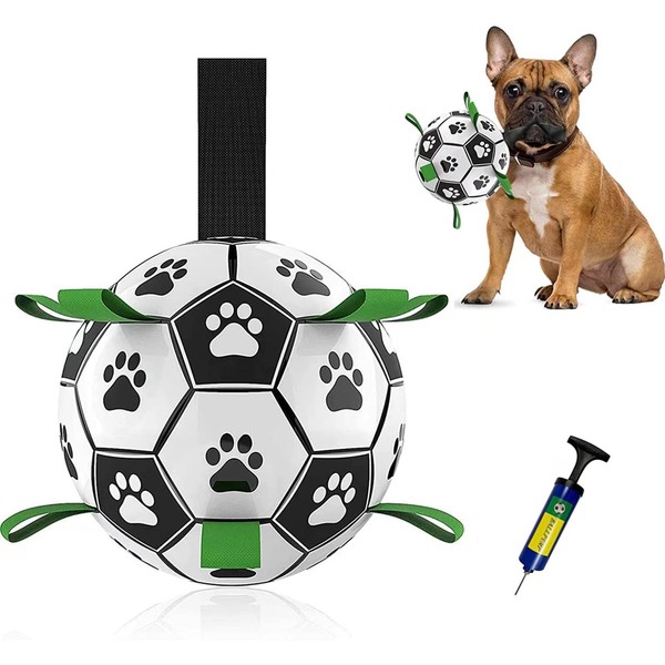 KALINCO Dog Soccer Ball with Grab Tabs, Interactive Dog Toys,