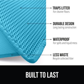 Gorilla Grip Honeycomb Cat Litter Mat, Two Layer Trapping Waste Mats, Soft On Paws, Indoor Box Supplies and Essentials, Feeding Trap, Water Resistant on Floors, 30x24 Turquoise