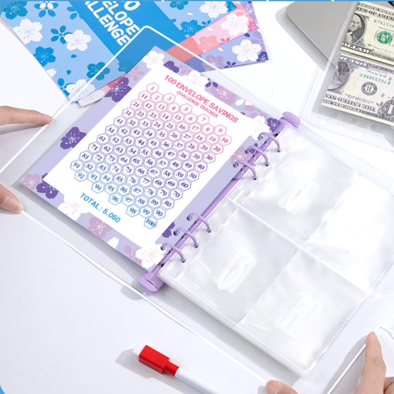 ROSYLEVE 100 Envelope Saving Challenge with 6 Pieces Highlighter with
