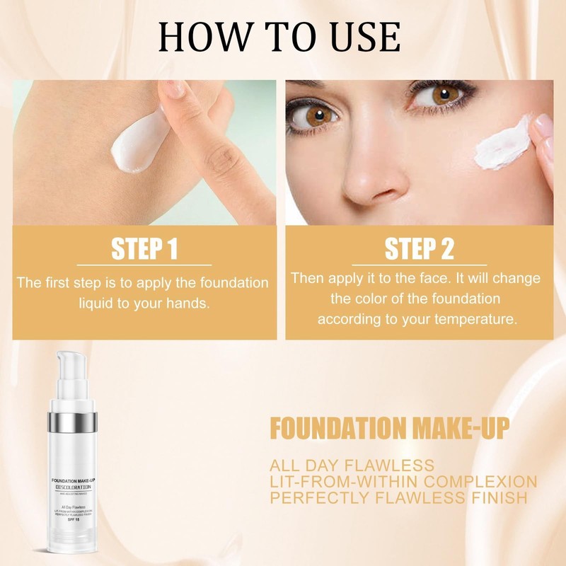 Colour Changing Foundation,Colour Changing Mature Skin Foundation,Foundation Colour Changing,Long-Lasting Makeup