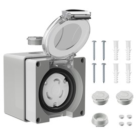 30 Amp Locking Female Generator Power Inlet Box, NEMA L5-30C Female for 3 Prong Generator Cord, Welding Machines, 125Volt, 3750 Watts, IP66 Outdoor Dustproof and Weatherproof, ETL Listed