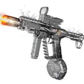 Electric Water Gun for Adults & Kids, Automatic Squirt Gun with 26 FT Range, Flashing Muzzle, USB Rechargeable Battery, 320cc Drum Reservoir, Outdoor Beach Pool Party Toys for Boys Girls