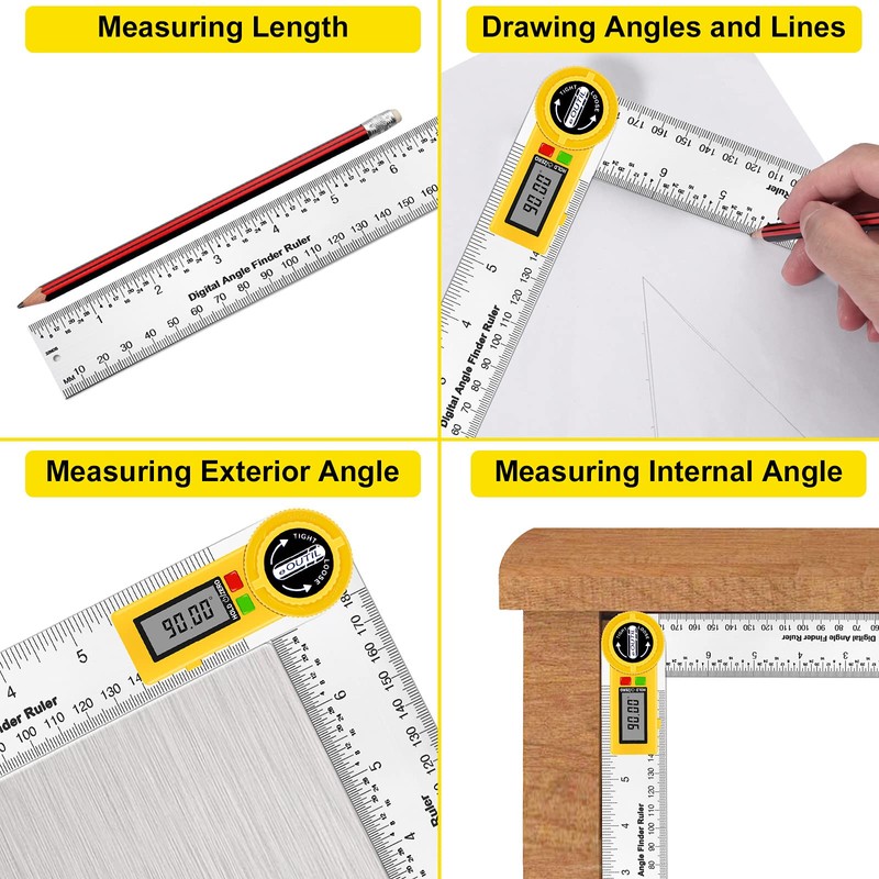 Digital Angle Finder Protractor, 2 in 1 Angle Finder Ruler