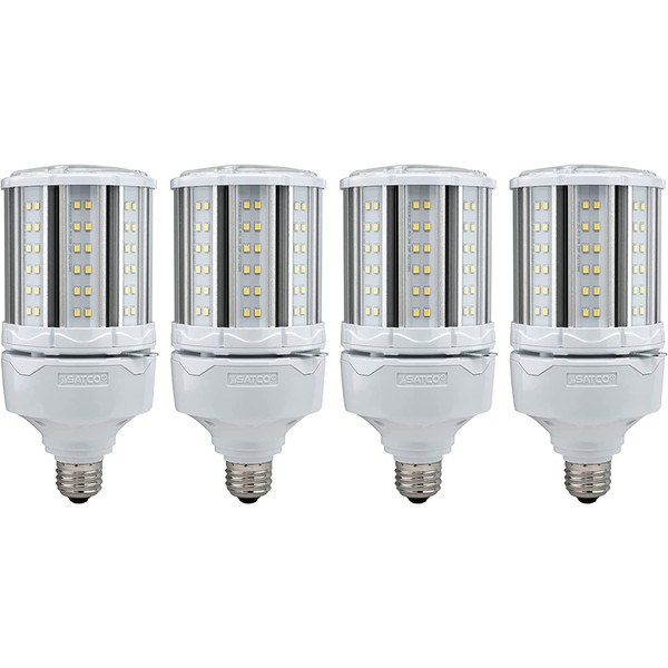Satco S39392/04 Hi-Pro High Lumen LED Corncob Lamp, HID-Replacement, 100-277V, 5000K, 36 Watts / E26 Base, 4 Pack