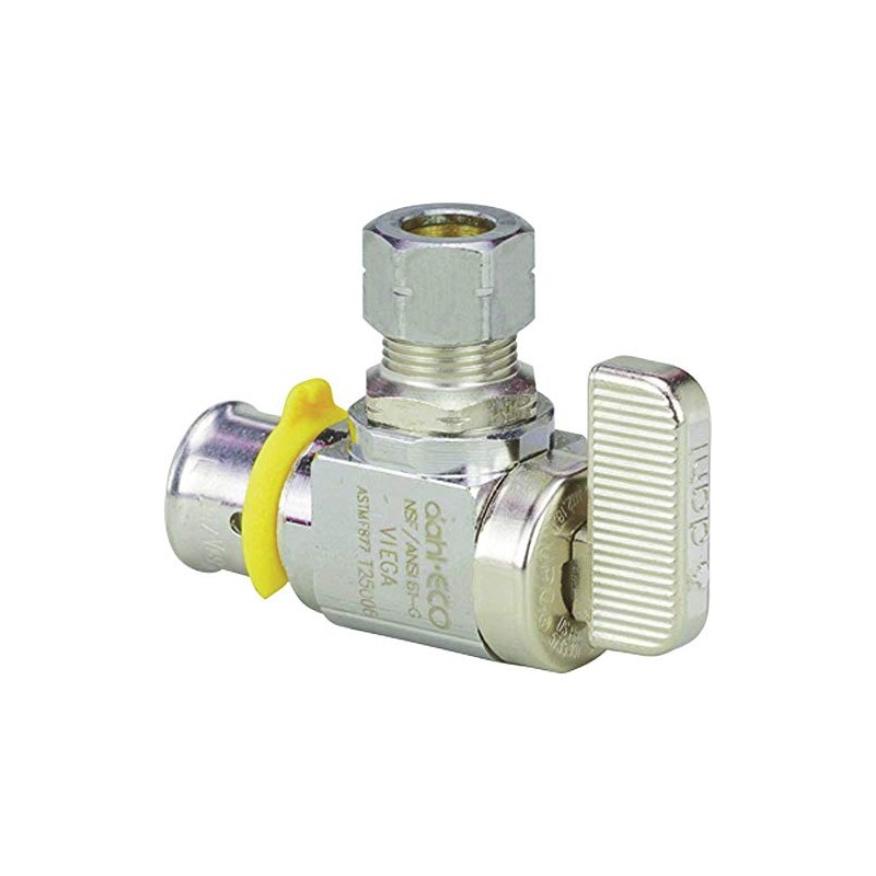 Viega 2842.4ZL Chrome-Plated Steel PEX Angled Stop Valve, 1/2" x