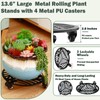 1 Pack Large Metal Plant Caddy with Wheels 13.5 Inches
