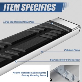 Auto Dynasty Running Boards Compatible with 2014-2019 Chevy Silverado GMC Sierra 1500 2500HD 3500HD Crew Cab, Stainless Steel Side Step Rail Nerf Bars, 6.5" x 83" Step Bars, Polished Chrome