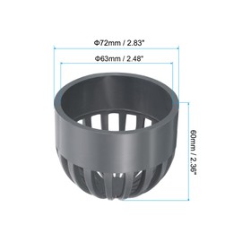 PATIKIL 63mm ID Atrium Drain Grate Cover, Round Outdoor UPVC Sewer Drain Pipe Fitting Adapter for Drainage System, Gray