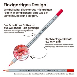 MARCO Colouring Pencils for Kids - 24 Water Soluble Colours, Hexagonal Size, Ideal for Kids and Adults, Start School Gift, Natural Wood, Easy to Carry -7120 Series