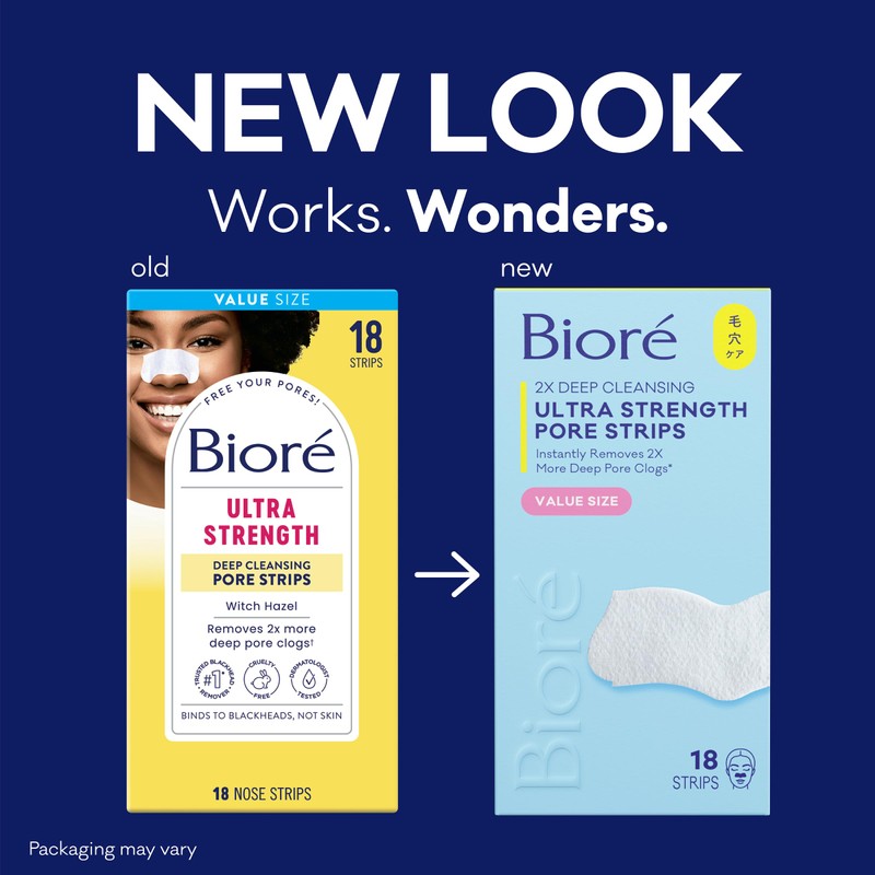 Bioré Witch Hazel Ultra Strength Blackhead Remover Pore Strips, Clears