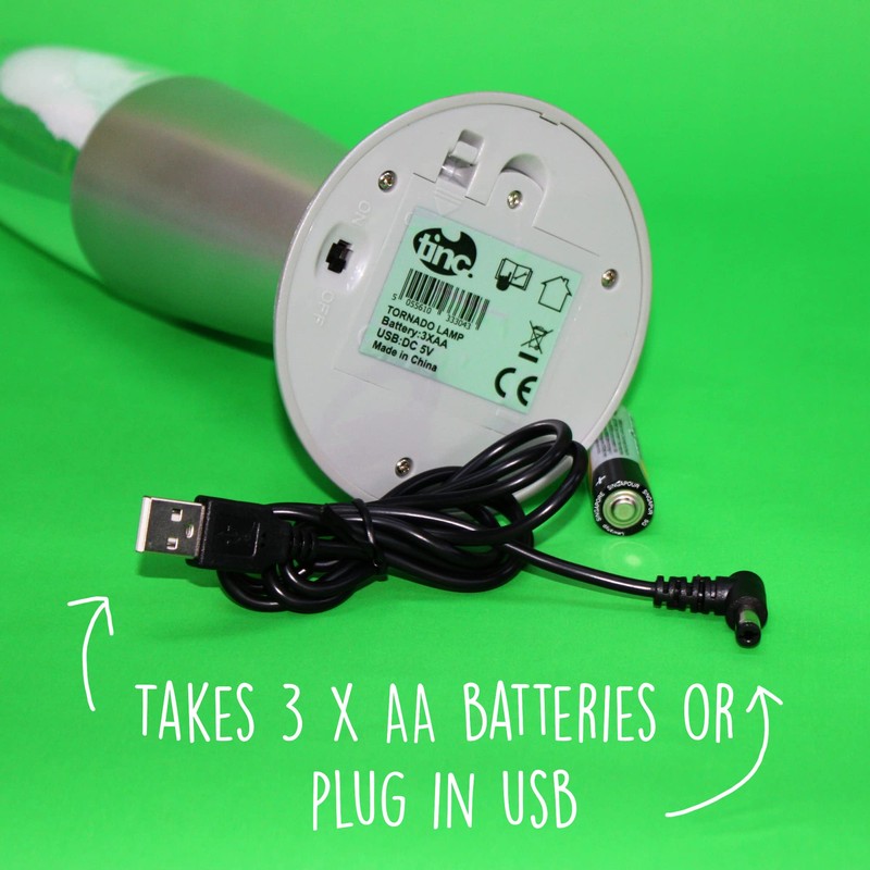 Tinc Tornado Lamp - Water Twisting Light Up Bedroom, Silver