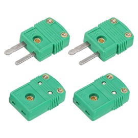 sourcing map Mini K Type Thermocouple Wire Connectors Male Female Plug Adapter High Temperature 220°C(428°F) for Thermocouple Sensor Probe Green 2 Set