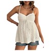 SHENHE Women's Maternity Babydoll Tops Spaghetti Strap Lace Trim Textured