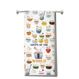G2TUP Soup Kitchen Towels Soup Dish Towels Soup Themed Gifts Soups of The World Gifts Soup Chef Towel Soup Kitchen Gift (SOUPS of The CA)