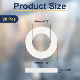 QUARKZMAN Pack of 20 M20 Nylon Flat Seals 20 mm ID 35 mm OD 3 mm Thick Washers Seals Plastic Sheet Seal Fastener Sealing Ring White