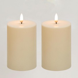 ANGELLOONG Outdoor Battery Candles Waterproof, 2 Pack 3"x4" LED Candles Flickering, Electric Candles with 6H Timer for Porch Decor, Garden Decor Home Styling