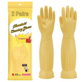 YIOIY Cleaning Gloves, Waterproof and Oil Resistant Rubber Glove for Kitchen Cleaning, Clothing, Cleaning, Household Cleaning, Dishwashing, Car Washing, Pet Grooming (Yellow, M)