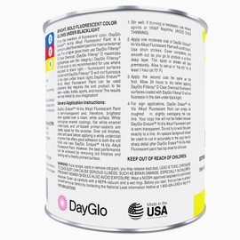 DayGlo Endure EFL Hi-Vis Series Fluorescent Alkyd Brushing Paint - extremely bright, high endurance, for safety applications, crafts (Quart, Safety Yellow, 215-34)