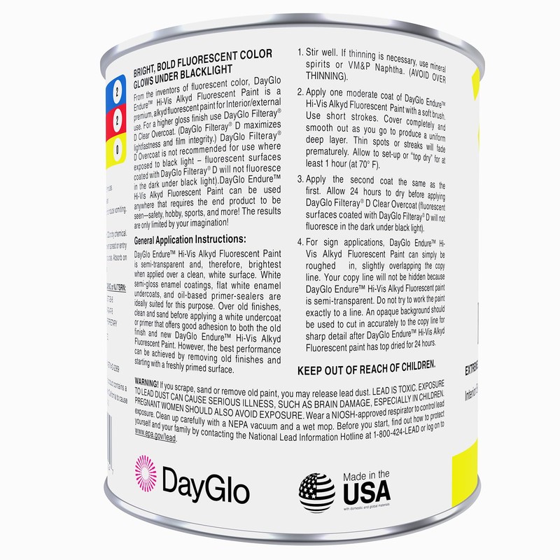 DayGlo Endure EFL Hi-Vis Series Fluorescent Alkyd Brushing Paint -