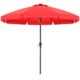 ABCCANOPY Patio Umbrella 10ft, Outdoor Table Umbrella with Push Button Tilt and Crank, 8 Ribs Umbrella for Patio Pool Garden Deck (Red)