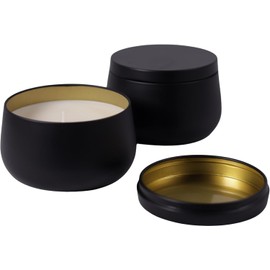 Confezione Duetto Encuentro de Medianoche: Set de 2 Velas Aromáticas Premium de Soya y Coco (Negro Mate, Encuentro de Medianoche)