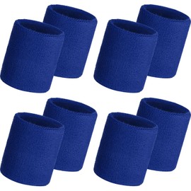 WILLBOND 8 Pack Wrist Sweatbands Sports Wristbands Tennis Sweatbands Neon 80s Thick Cotton Gymnastics Sweat Band International Sports Athletic Wristband for Men Women Party Supplies(Blue)