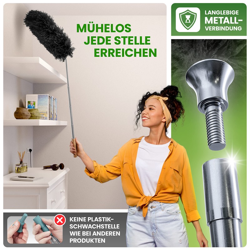 BAMBUA Telescopic Duster - Effective Dust Catcher with Special Microfibre