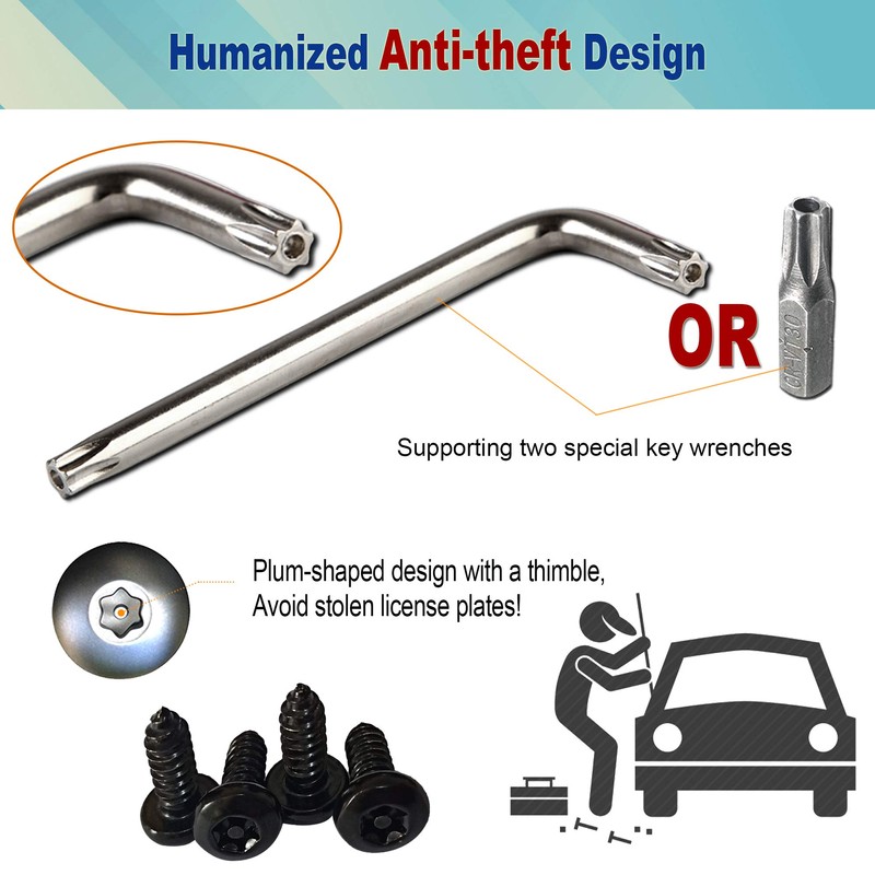 BGGTMO Black License Plate Screws- Stainless Steel Plate Mounting Hardware