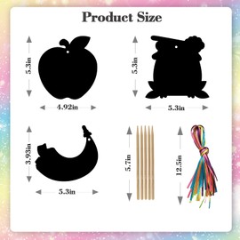 Qpout 28 Packs Rosh Hashanah Scratch Art,Magic Rainbow Scratch Off Cards,Shana Tova Scratch Paper Art Hanging Craft DIY Kit for Jewish New Year Party Favor Home Activity Art Project