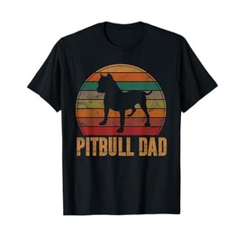 Retro Pitbull Dad Gift Dog Lover Pet Daddy Pit bull Father Men Women Girls Kids T-Shirt