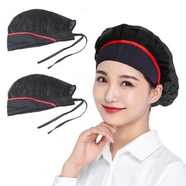 LEEQ Chef's Hats - 3 Pieces Chef's Hat for Kitchen Cooking, Chef Hat Adjustable Catering Service Hair Net Kitchen Reusable Mesh Dining Beanie Chef Hood Women Men Black, black
