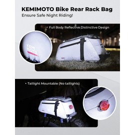 KEMIMOTO 13L Bike Bag for Bicycle Rear Rack, Fully Reflective 3-in-1 Carrying Style Bike Trunk Bag, Water-Resistant E-bike Saddle Pannier Bag with Shoulder Strap for Bike Luggage Accessories