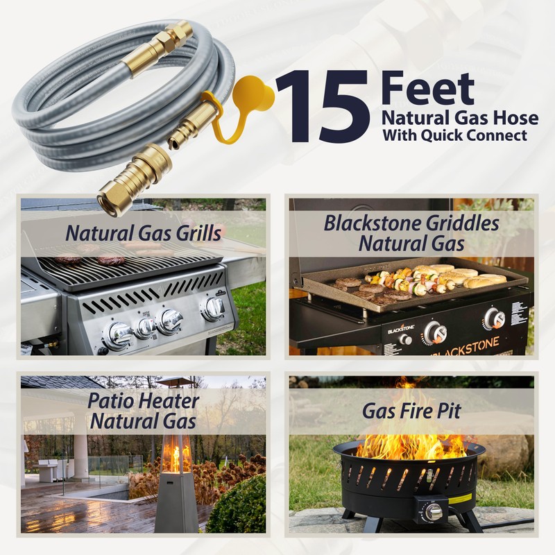 15FT 3/8" ID Natural Gas Hose – PVC Rubber Outer
