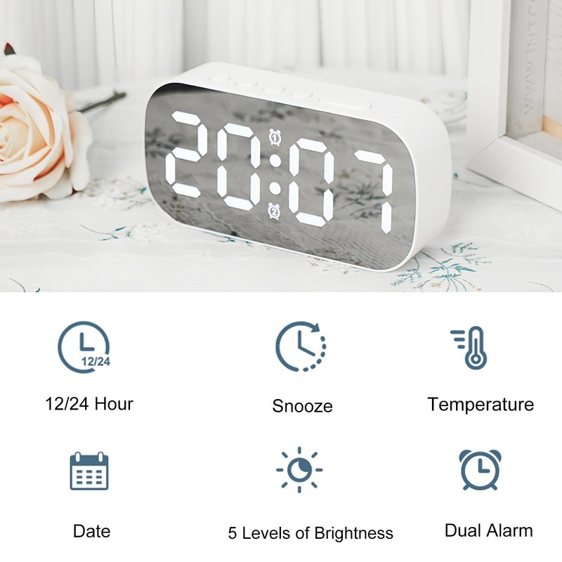 Lancoon Digital Small Alarm Clock with Temperature Date Night Mode