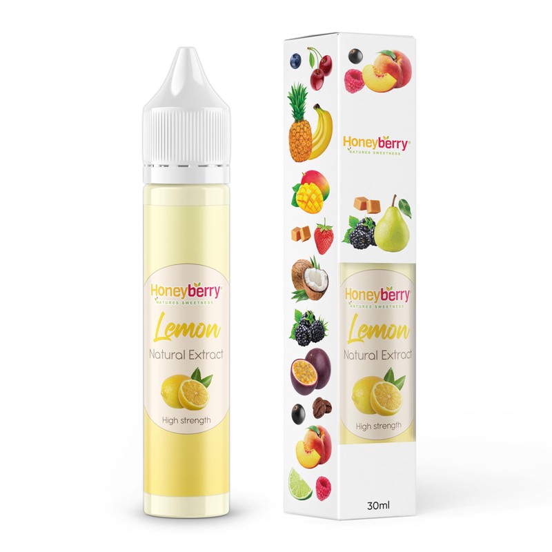 HONEYBERRY Natural Lemon Extract 30ml – Professional-Grade Highly Concentrated Flavouring