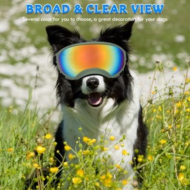 Large Dog Sunglasses Dog Goggles Pet Glasses Pet Eyewear with Adjustable Strap,Glasses for Medium Large Dog Swimming Skating Glasses UV Proof Windproof Dustproof