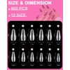 Cexovo Pack of 600 Short Almond Nail Tips, Artificial Nail