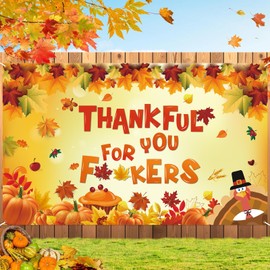 Friendsgiving Banner Decorations 72x44in Extra Large Happy Thanksgiving Backdrop Thankful for You Banners Background for Photograph Indoor Outdoor Celebrations Wall Door Party Home Decor(Multicolor)