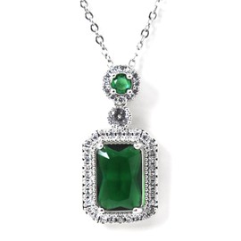 FUNWOOD White Gold Plated Necklaces for Women,Emerald Cubic Zirconia Diamond Pendant Necklace for Women,Mother's Day Birthday Anniversary Jewelry Gift for Mom4