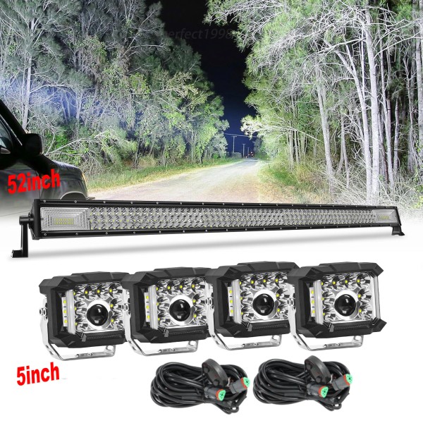Aaiwa 52'' Tri row LED Light Bar +4x 5'' Side