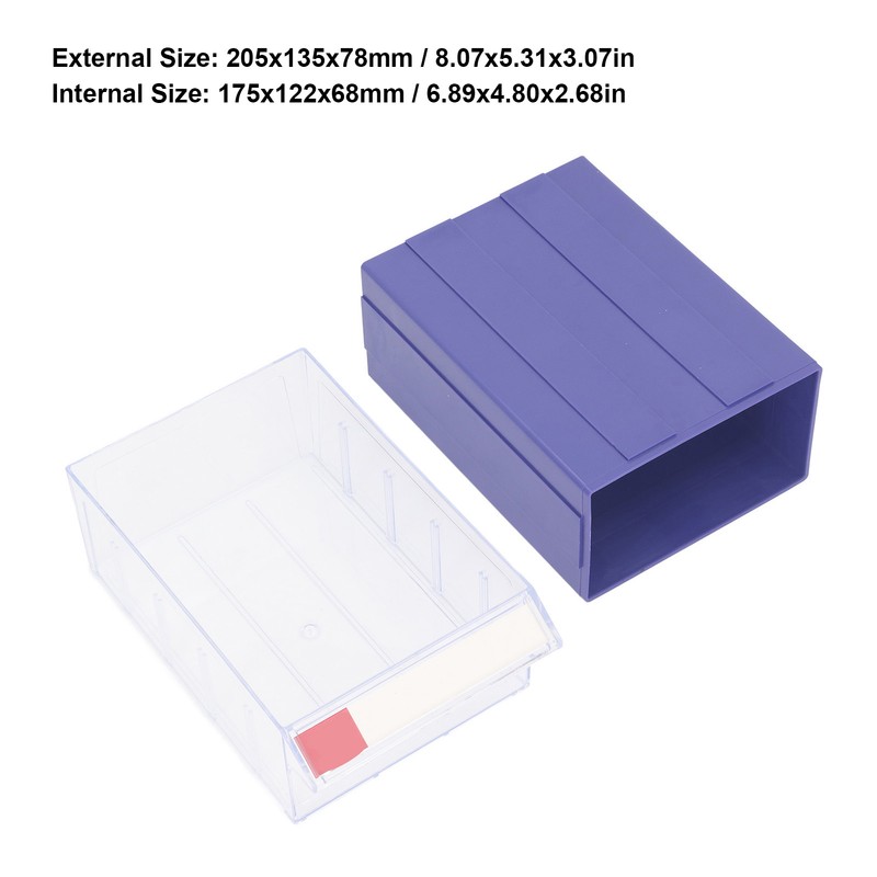 Drawer Storage Box 205x135x78mm Modular Stackable Plastic Parts Organizer with