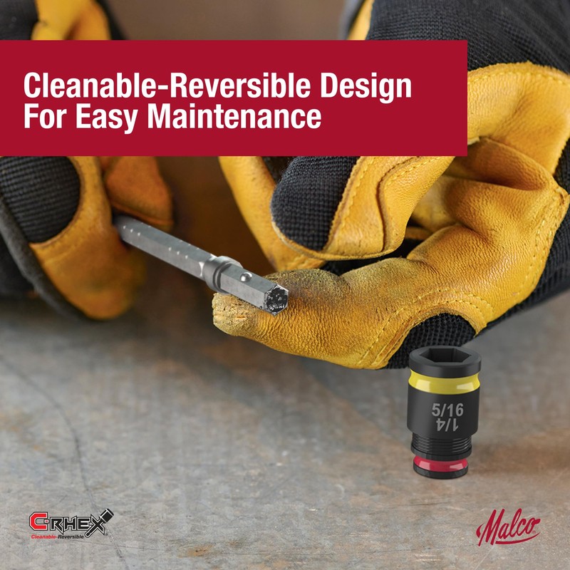 Malco 7-in-1 C-RHEX Flip Bit Socket Set with 3 cleanable,