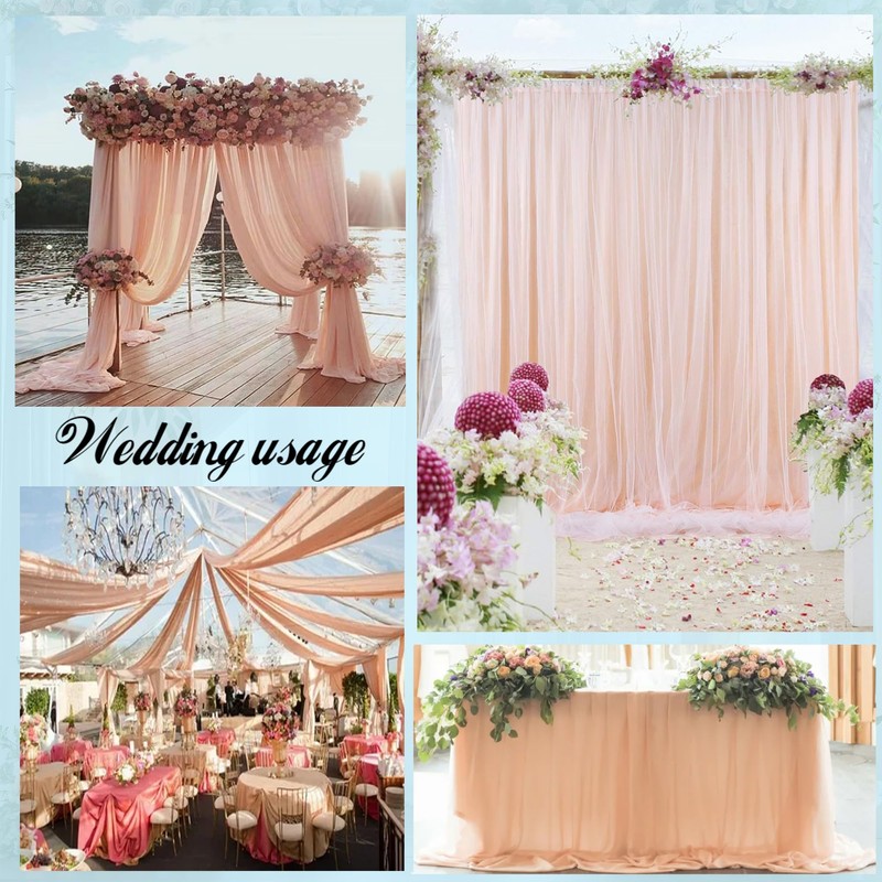 2 Panels 30"x 26.25Ft Wedding Arch Draping Fabric, Cream Sheer